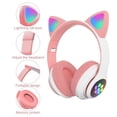 thumbnail image 3 of HQinX Kids Headphones, Wireless Bluetooth Cat Ear Headset, LED Light Up Foldable Over Ear, Stereo Sound with Mic & TF Card (Pink), 3 of 9