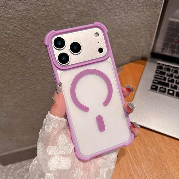 Magnetic Case for iPhone 17 Pro Max, Compatible with Mag-Safe, Raised Corners Shockproof Military Grade Drop Protection Translucent Slim Rugged Phone Cover for iPhone 17 Pro Max, Purple