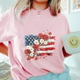 thumbnail image 3 of Floral American Flag T-Shirt – Watercolor Patriotic Flower USA Tee – 4th of July Shirt for Women, Red White Blue Daisy Poppy Graphic Top for Summer & Independence Day, 3 of 7