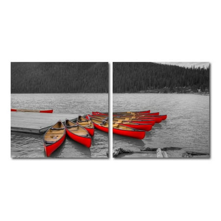 UPC 847321011458 product image for Crimson Canoes Mounted Print Diptych in Multicolor | upcitemdb.com