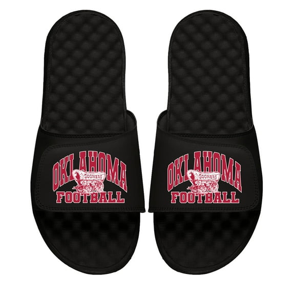 Unisex ISlide Black Oklahoma Sooners Football Varsity Slide Sandals