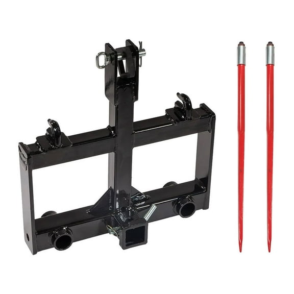 43" Hay Spear Attachment for Tractor, 3000lbs Capacity 1Pc Skid Steer Loader, Quick Attach 2Pcs Bale Spears for Loaders, Cranes, Telehandlers