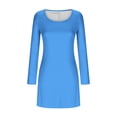 thumbnail image 5 of VEKDONE Women Cocktail Bodycon Mini Dress Trendy Bell Long Sleeve Ruffle Hem Short Dresses Solid Color Slim Fit Club Party Dresses Blue M, 5 of 5