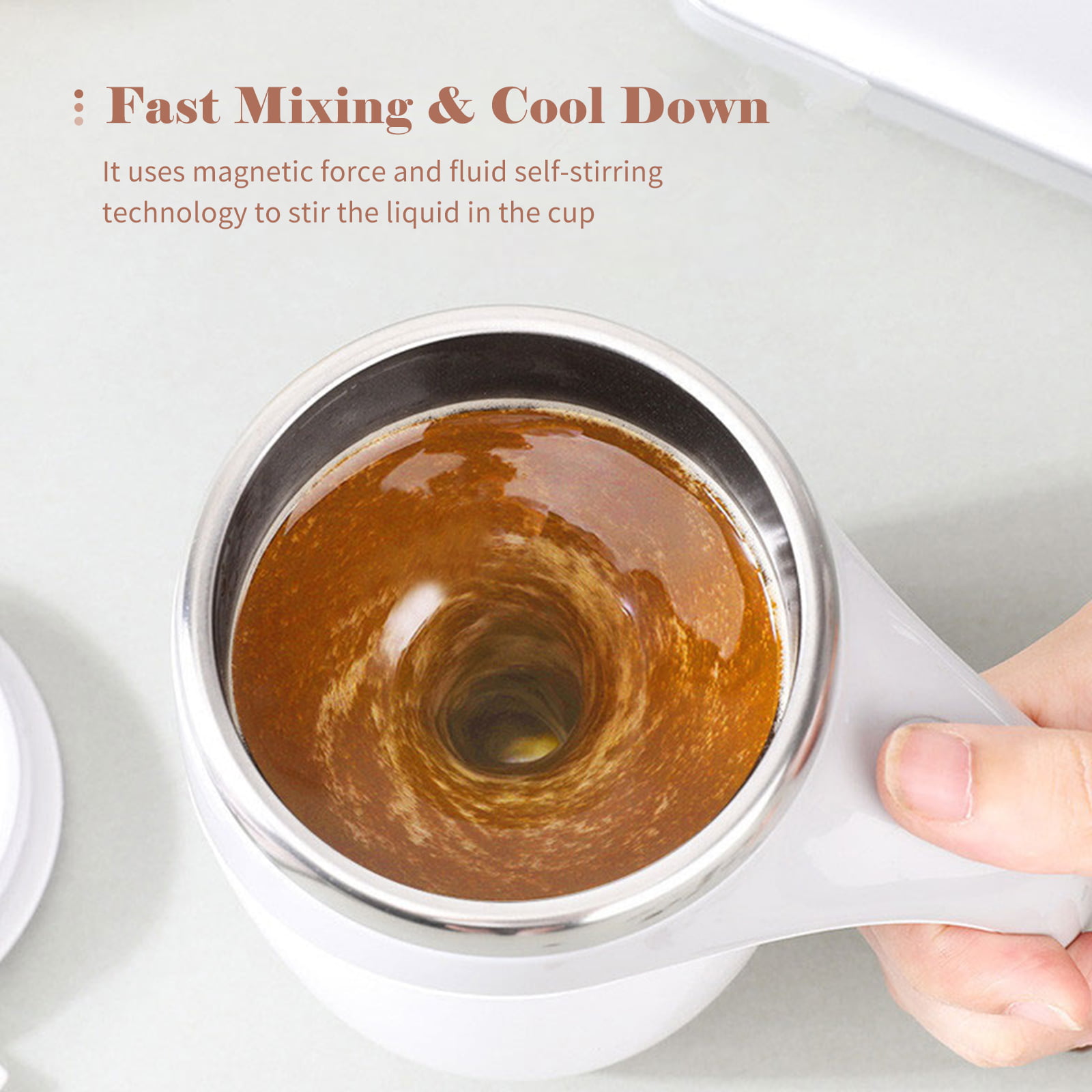 380mL Self Stirring Mug with Lid Automatic Stirring Coffee Cup R9I7
