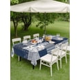 thumbnail image 4 of Outdoor Tablecloth with Umbrella Hole for Patio/Picnic/Party/Camping, Navy Blue Checkered Waterproof Table Cloth Rectangle Table Cover Washable, Vintage Floral Plaid Aesthetics (54"x 80"), 4 of 9