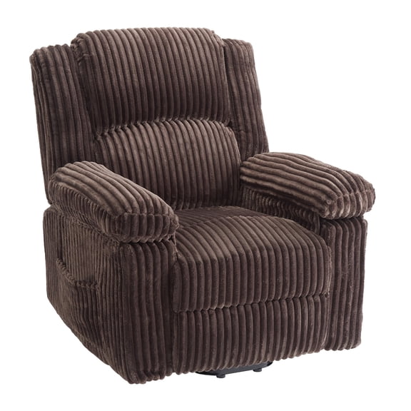 Tzou Adult Polyester Solid Color Stripes Living Room Stain Resistant Recliners with Arm Pads, Brown
