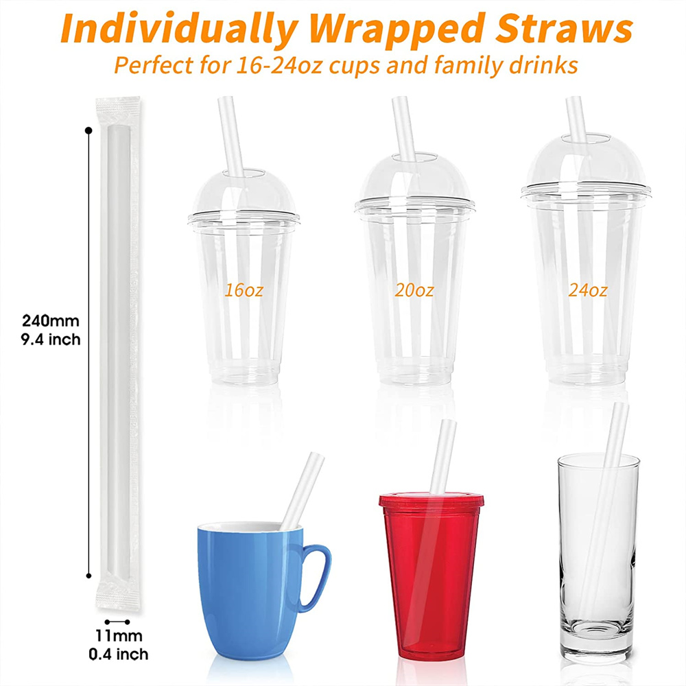 CCF PP plastic Jumbo drink straws - individually wrap clear L9 12MM B –  Custom Cup Factory