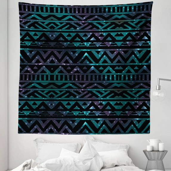 Grunge Tapestry, Hand Drawn Space and Cosmos Themed Arrow and Triangle Pattern Vintage Aztec Motifs, Fabric Wall Hanging Decor for Bedroom Living Room Dorm, 5 Sizes, Multicolor, by Ambesonne