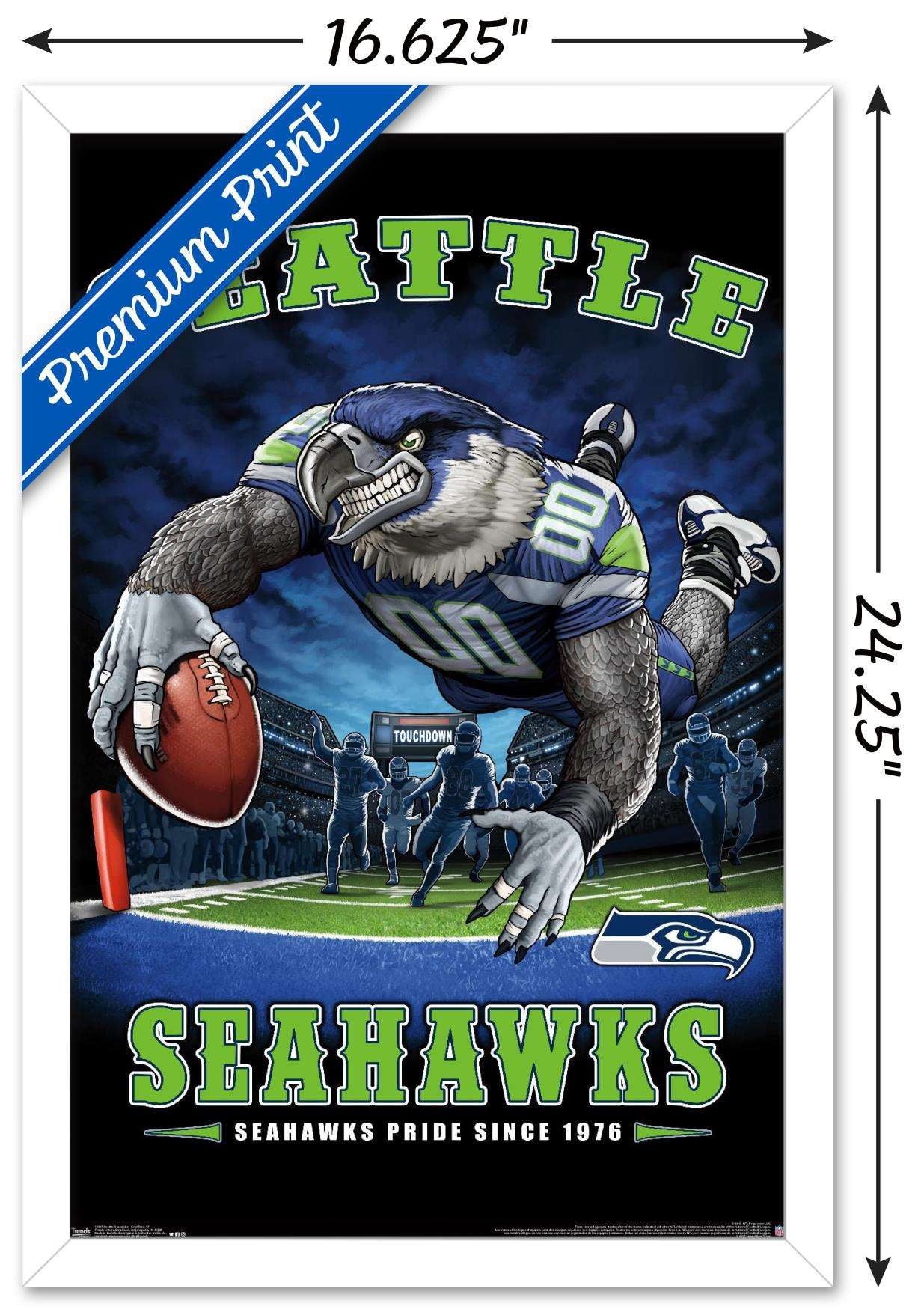 NFL Seattle Seahawks - End Zone 17 Wall Poster, 14.725" x 22.375", Framed
