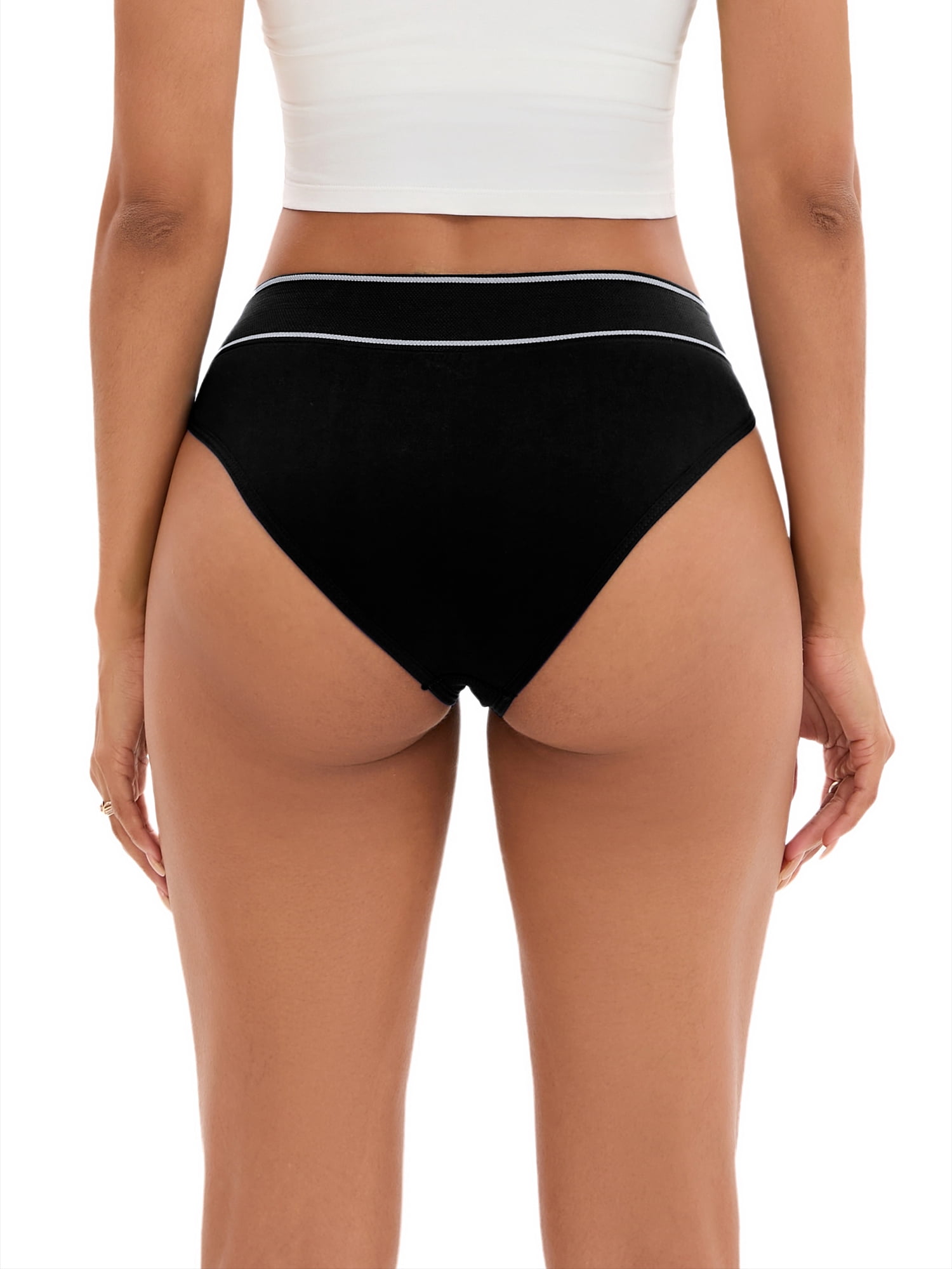 Unique Bargains Women's High Elasticity Panties Mid-Waisted No Trace Briefs L Black
