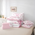 thumbnail image 6 of Manfei Aesthetic Pink Bowknot 7-Piece Twin Bedding Sets For Kids,Letter H Monogram Letter Bedding Comforter Set For Girly,Pink Reversible, 6 of 7