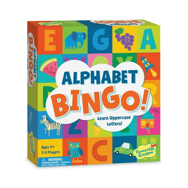 Peaceable Kingdom Alphabet Bingo! Letter Learning Board Game for Kids
