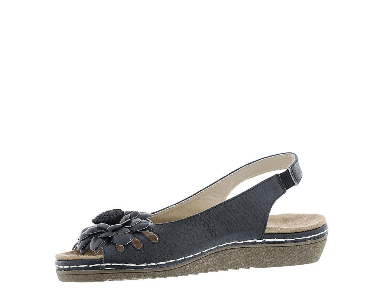Size 7.0 Beacon Women's Shoes Sugar Leather Open Toe Casual Slingback Black Size 7.0 Beacon Women's Shoes Sugar Leather Open Toe Casual Slingback Black