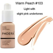 Phoera Foundation Makeup Liquid Base Full Coverage Brighten Long Lasting Shade Color: 103 Warm Peach
