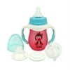 Glass Baby Bottle | Silicone Coated Glass Bottle, Sippy Spout, Straw Cup | Anticolic Silicone Nipple, Removable Handle | Baby Gift Set | 6oz /180ml (Pink/Blue)