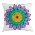 thumbnail image 1 of Rainbow Mandala Throw Pillow Cushion Cover, Ornate Round Eastern Motif with Daisies and Foliage Leaves Oriental Culture, Decorative Square Accent Pillow Case, 24 X 24 Inches, Multicolor, by Ambesonne, 1 of 2