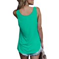 thumbnail image 4 of Women Summer Tops Women Sleeveless Summer Casual Tops O Neck Solid Color Casual Shirts Loose Fit Blouse Women's Shirts Sleeveless Tunic Loose Fit Tank Top Dresses for Clothes Woman Denim Mint Green XL, 4 of 7