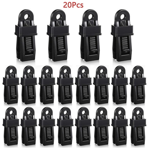 WYZCTTD 20 Pcs Tarp Clip Crocodile Mouth Multipurpose Secures Clamp for Outdoor Tent Awning Banner (Black)