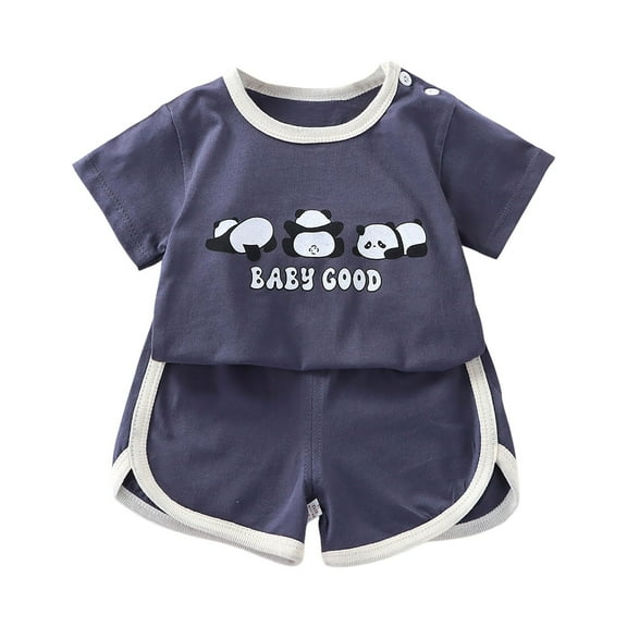 NIEWTR Toddler Boy Clothes Kids Summer Short Sleeve T-Shirt and Elastic Shorts Outfit 2 Piece Set Print 2PCS Set For 18-24 Months 2t 3t 4t 5t 6t Children's Day Gift 2PCS Set ,5-6 Years
