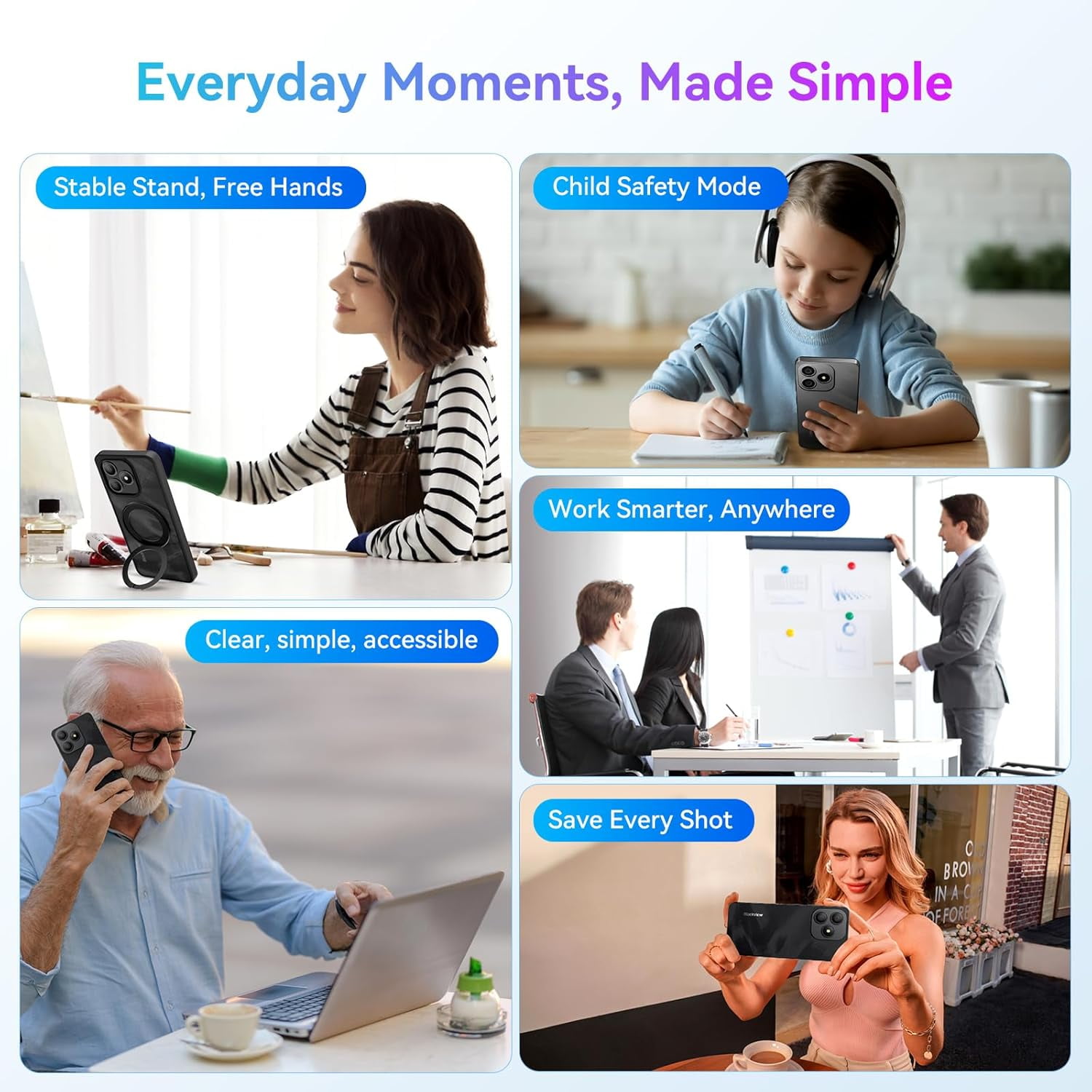 Blackview WAVE 9C Smart Android Phone,4G Sim-Free & Unlocked Mobile Phones, 12GB+64GB/2TB, Android 15 Phone 13MP+8MP AI Camera, 5000mAh/10W, Fingerprint/Eye Comfort Mode, 5G WiFi/GPS/OTG Smartphone