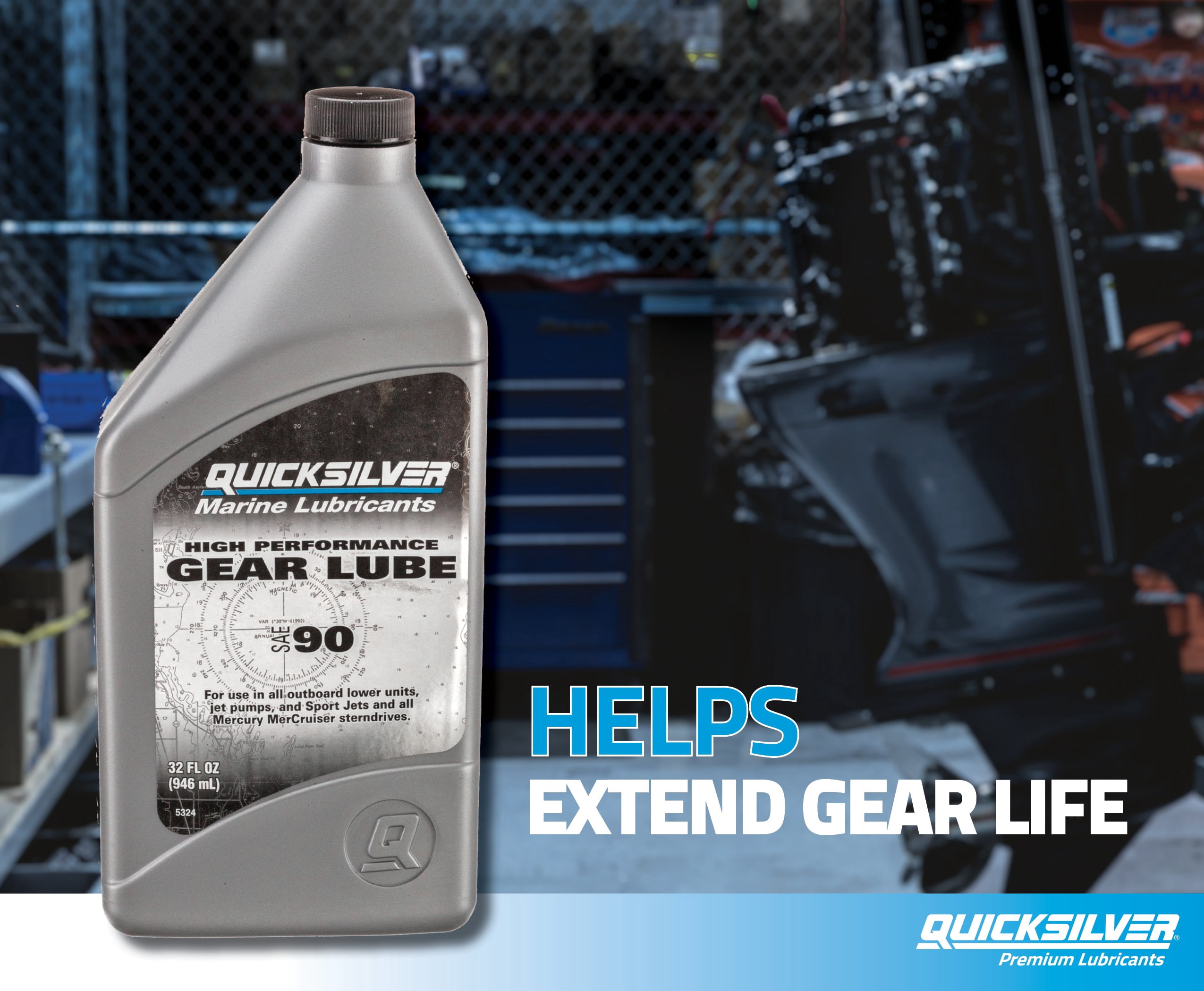 Quicksilver SAE 90 High Performance Gear Lube and Pump Kit for Outboards and Sterndrives, 32oz