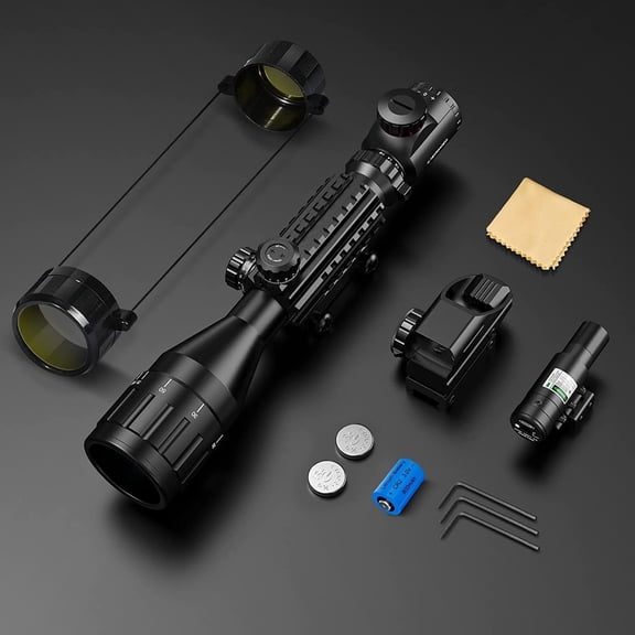 4-12 & 16x50 AO Scope for Hunting Rifle Dual Illuminated & 4 Reticle Red/Green Dot Sight Scope