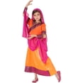 thumbnail image 3 of Morph Girls Bollywood Sari Costume with Veil Kids Indian Belly Dancer Fancy Dress Halloween Orange S, 3 of 5