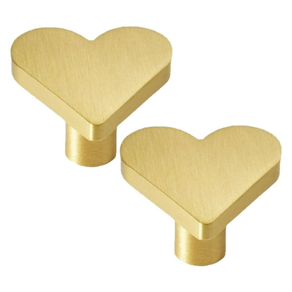 2pcs Brass Heart Knobs Handle Gold Cabinet Knobs Cabinet Drawer Dresser Furniture Kitchen Wardrobe Bathroom Decorative Door Pulls Single Hole Handle