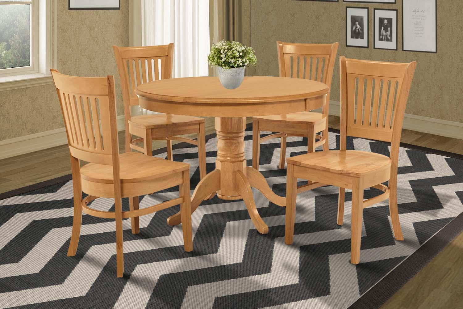 round kitchen table oak with a leaf and with chair