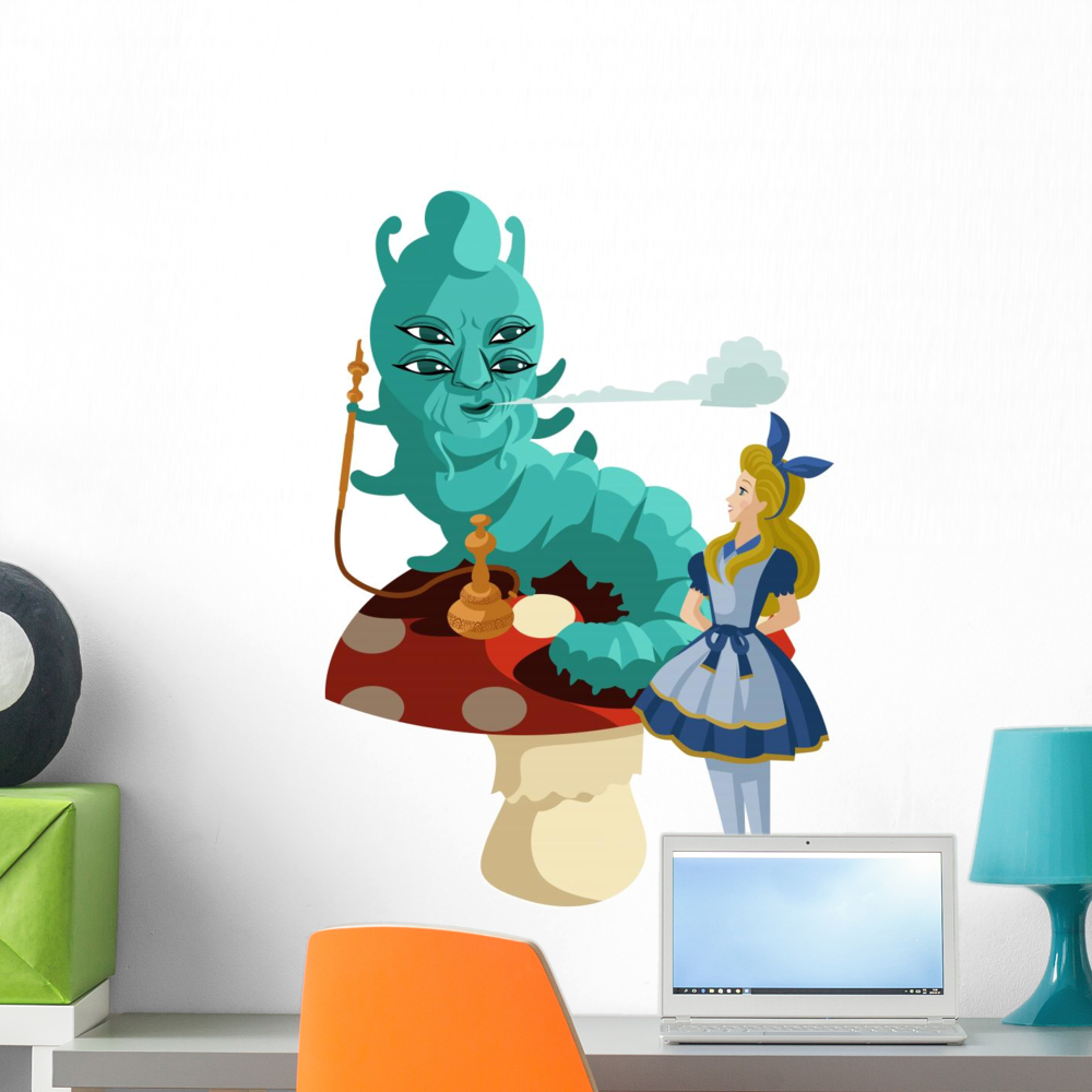 Alice with Blue Caterpillar Wall Decal Wallmonkeys Peel and Stick