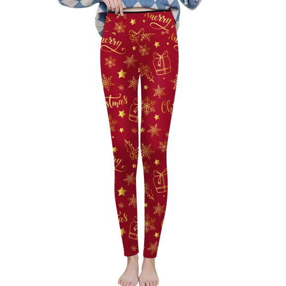 Fesfesfes Women Leggings Printing Warm Tight Thick Plush Wool Waist Full Length Pants Trousers Leggings On Sale