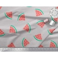 thumbnail image 2 of Soimoi Grey Velvet Fabric Watermelon Fruits Print Sewing Fabric Yard 58 Inch Wide, 2 of 3