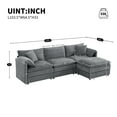 thumbnail image 3 of Harper & Bright Designs Plush Chenille Modular Sectional Sofa with Ottoman, L-Shaped 3 Seat Cloud Couch Set, Double Soft Cushions, Deep Wide Seating & Reversible Config for Living Room, Dark Gray, 3 of 13