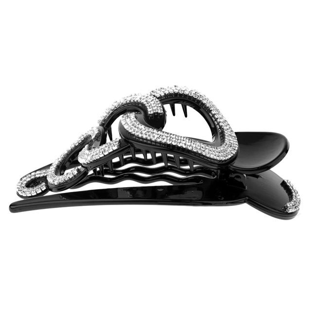 Elegante boda nupcial señora chica garra cristal Rhinestone pinza de pelo abrazadera horquilla Negro Yuyangstore Pinza para el cabello de cristal