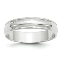 10K White Gold Ring Band Wedding Milgrain Standard Half Round