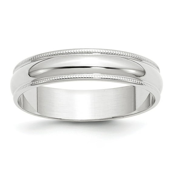 10K White Gold Ring Band Wedding Milgrain Standard Half Round