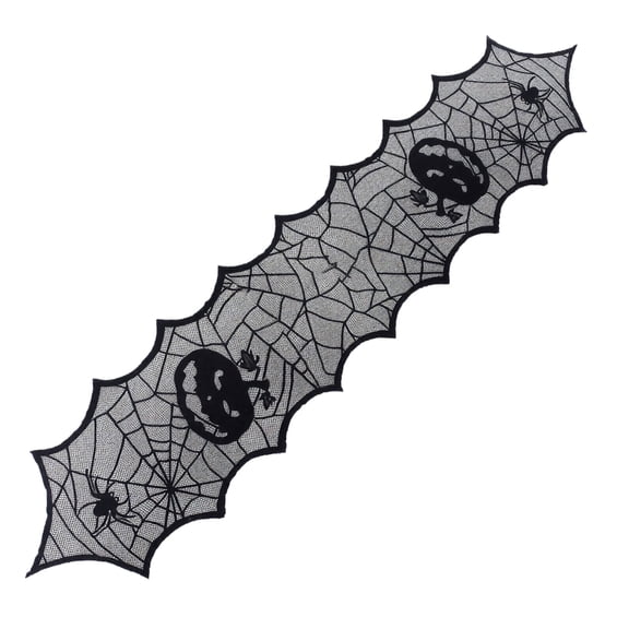 StlyGar Halloween Table Runner, Black Lace Spider Web Table Runners for Halloween Decor/Party Dinner Table Decoration 18.11 x 72.05Inch