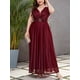 thumbnail image 4 of Vestido De Dama De Honor Elegante De Talla Grande, Vestido De Tanque De Boda De Graduación Con Cuello En V Con Detalle De Anillo En O De Diamantes De Imitación Para Mujer, 4 of 4