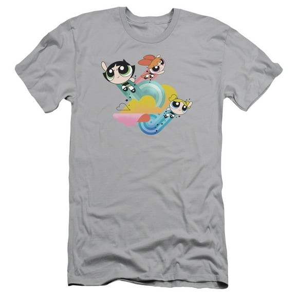 Powerpuff Girls Spiral Streaks S/S Adult 30/1 T-Shirt Silver