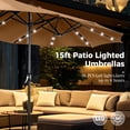 thumbnail image 5 of Alpha Joy 15ft Extra Large Outdoor Patio Double-Sided Umbrella with Solar Lights & Umbrella Base, Tawny, 5 of 6