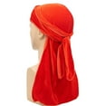 thumbnail image 2 of TEAJOPSUU Hiphop Durag with Long Tail and Wide Straps Fashion 360 Waves Men's Women's Crushed Bandana Doo Rag Cap Headwraps B-Red, 2 of 3