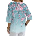 thumbnail image 2 of Xoenoiee Cherry Blossom Print Button Down Tops for Women Short Sleeve T Shirts Causal V Neck Pullover Tunic Top Spring Summer Outfits, XL, 2 of 7
