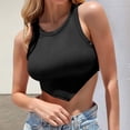 thumbnail image 2 of HBFAGFB Débardeur pour Femmes Col Rond Sans Manches Ourlet Triangle Mode Vêtements Noir Taille P, 2 of 5