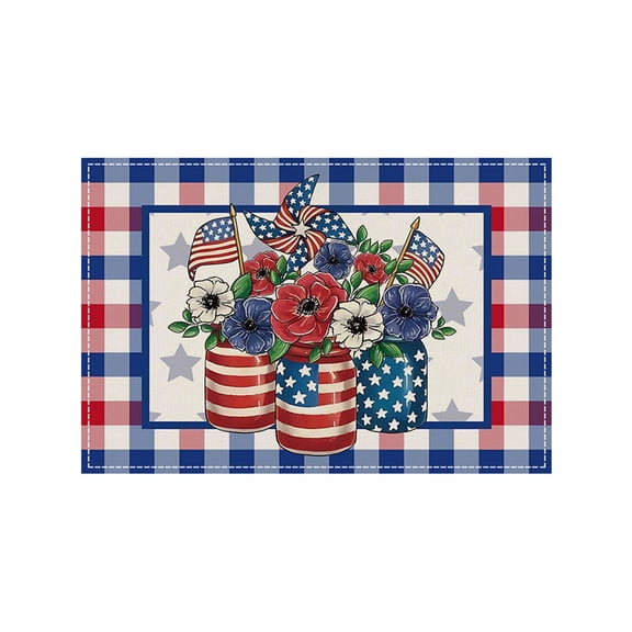 Patriotic Red White Stars America 4th of July Memorial Day Independence Day Placemats 12x18 Inch Table Mats Decorations for Party Favors