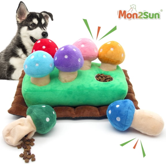 Hide and Seek Dog Toy, Squeaky Interactive Puzzle Toys for Small and Medium Dogs - Mushrooms