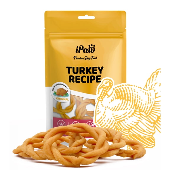 iPaw Turkey Dog Treats, All Natural Human Grade Dog Treat, Suitable for Training chew, Hypoallergenic, Rawhide Alternative, Ring (Original)