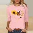 thumbnail image 2 of Jsaierl Women's 3/4 Sleeve Tops Plus Size Crew Neck Shirts Cute Print Ladies Blouses Going Out Holiday T-shirts Top S-2XL, 2 of 6