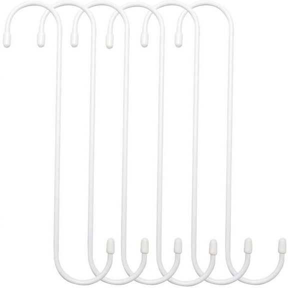6 Pack 10 inch Extra Large S Hooks White Heavy Duty Plant Hanging Hooks Long S Shaped Extension Hooks for Kitchenware,Utensils,Pergola,Closet,Flower Basket,Garden,Patio,Indoor Outdoor Uses