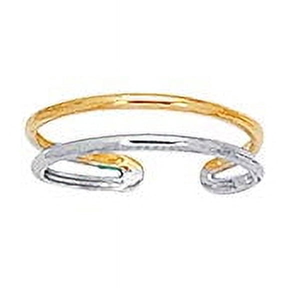 JewelStop 14k White and Yellow Gold Double Bar Cuff Style Adjustable Toe Ring