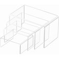 thumbnail image 1 of TOUGS Clear Acrylic Display Risers, 4-Packs Showcase Shelf for Figures, Buffets, Cupcakes and Jewelry Display Stands, with Sticky Protective Film, 1 of 7